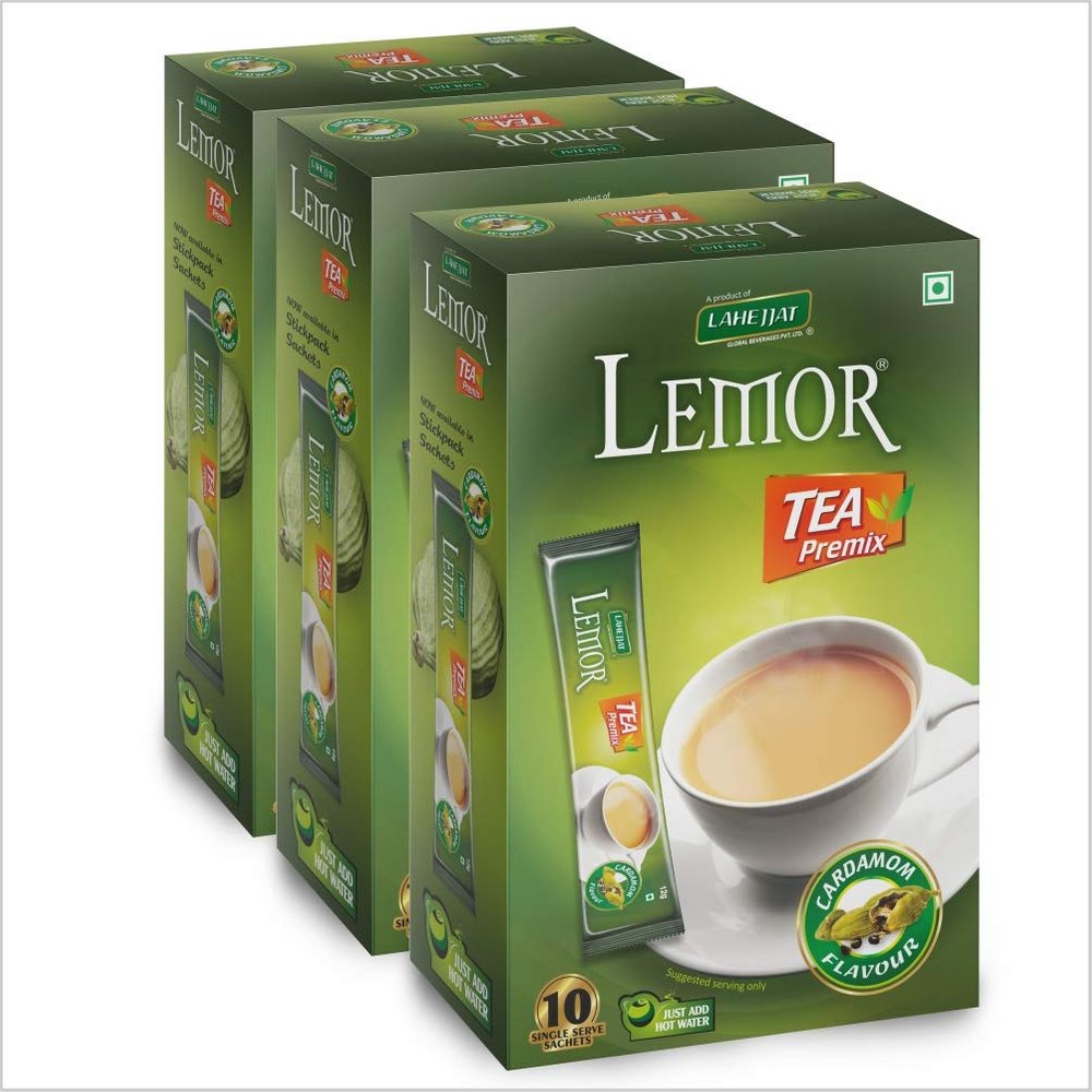 Instant Tea Premix By Lemor | Single Serving Instant Tea Premix | (Cardamom, 2 Box Of 10 Sachets Each)