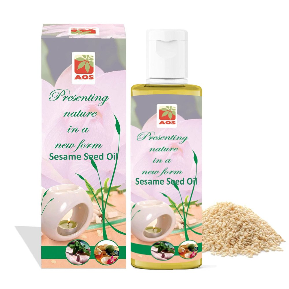 AOS Products 100% Pure Sesame Oil,(Gingelly Oil),(Til Oil)/(Benniseed Oil),(Nallennai Oil) - 50ml | For Cooking | Sesame Seed Carrier Oil For For Hair, Skin Care | Best For Sweets |