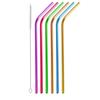 6Pcs 10.5"Drinking Straws, Aluminum Straws, Reusable Metal Smoothies Straws, Rainbow Colorful Straws for 20 30oz Stainless Tumblers Rumblers Cold Beverage, Free Cleaning Brush Included, Bent view 1