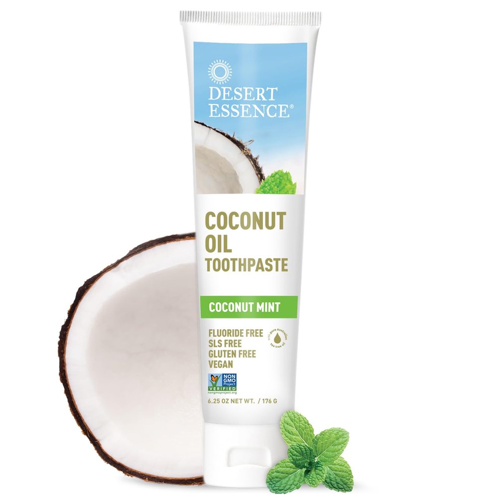 Desert Essence Toothpaste, Coconut Oil Mint, 6.25 Ounce