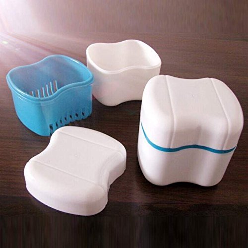 NavaFresh Basics Denture Storage Case Container Bath Box Dental Appliance Box Cleaning Denture High Quty