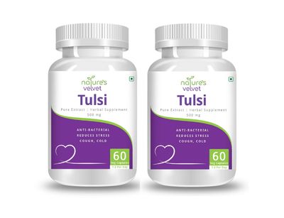 Natures Velvet Lifecare Tulsi/Tulasi/Basil Pure Extract 500 mg, 60 Veggie Capsules - Pack of 2