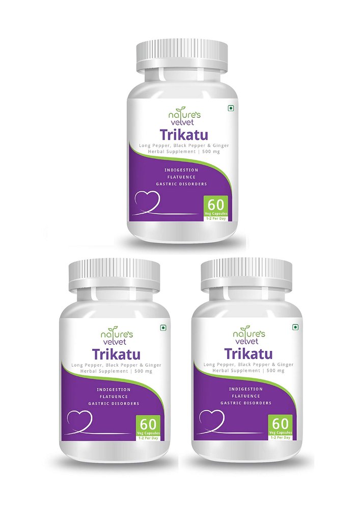 Natures Velvet Lifecare Trikatu Pure Extract 500 mg, 60 Veggie Capsules - Pack of 3