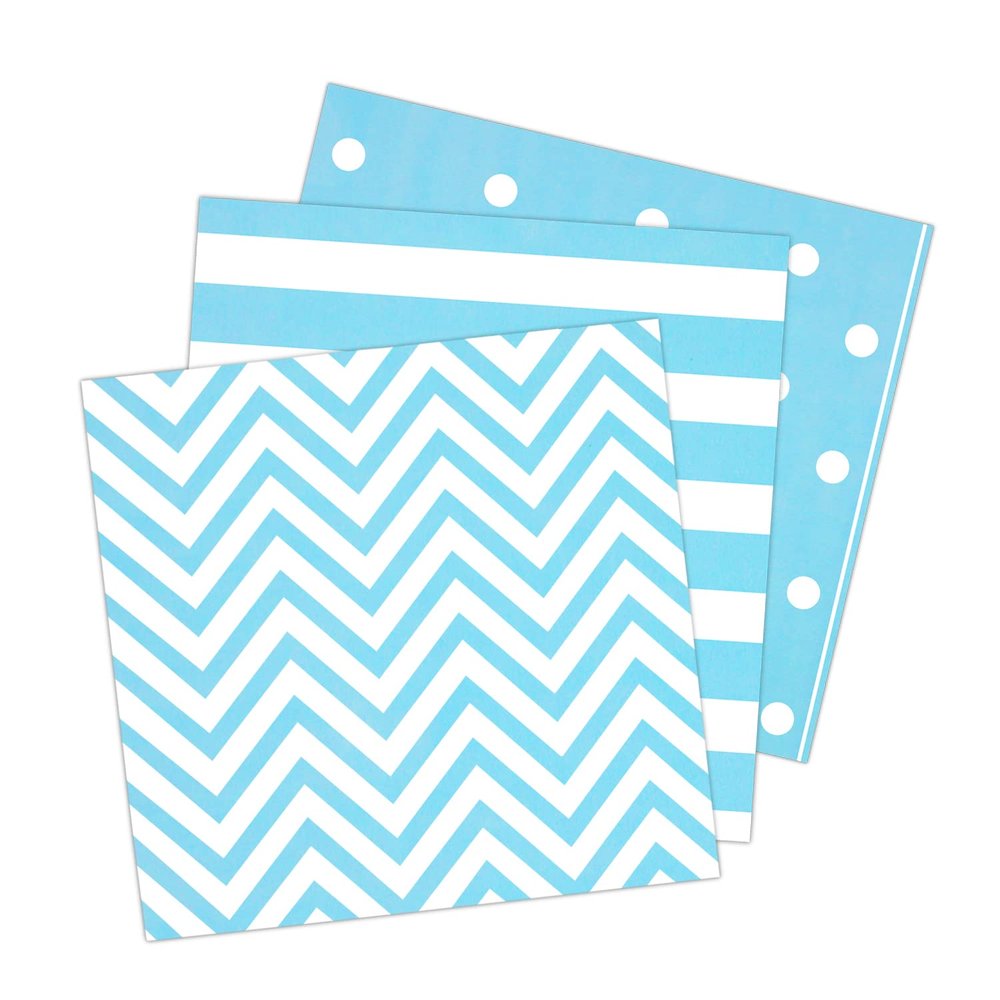Generic Anyneo Striped Chevron Polka Dot Blue Paper Beverage Napkins 60 Count