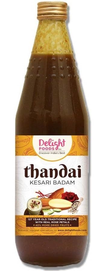 Delight Foods Thandai Badam Kesar 750ml - Holi Special - Sherbat | Summer Cooler (Thandai 750ml)