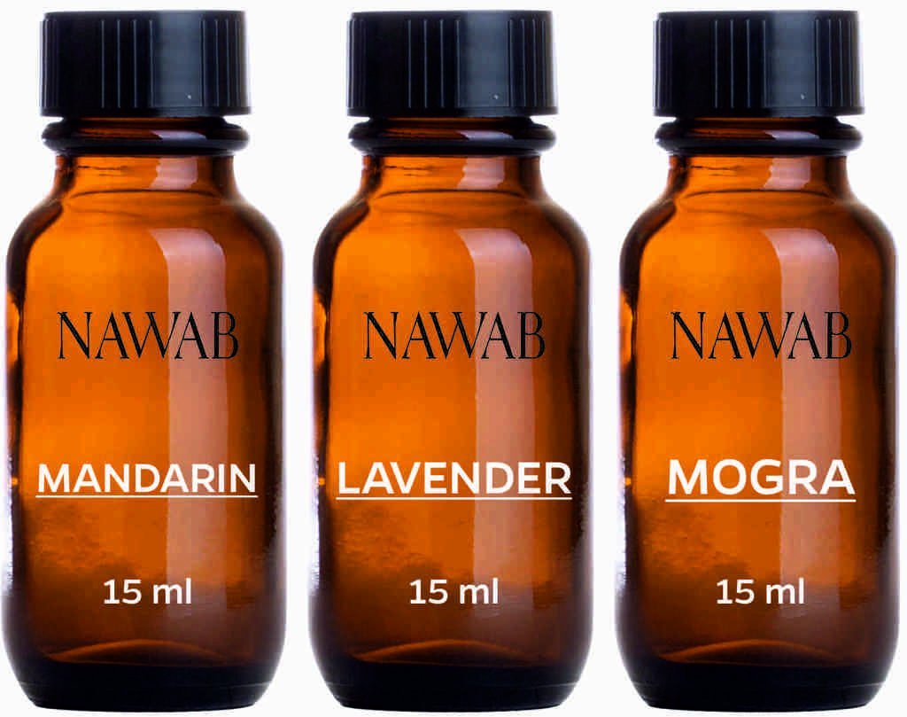 NAWAB Essential Aroma Diffuser Oil(Mandarin,Mogra,Lavender-15ml Each)