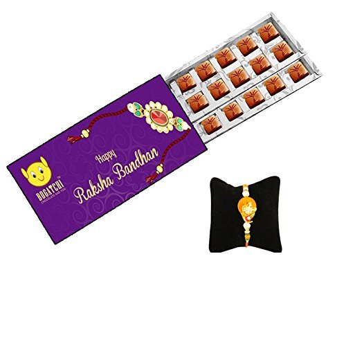 BOGATCHI Rakhi with Chocolates, Rakhi Gift Hamper, Rakhi with Sweets, Free Rakhi, Unique Rakhi Design, Rakhi Chocolate Gift, Dark Chocolate, Rakhi Gifts, raksha bandhan Gifts for Brother, 18 Pieces