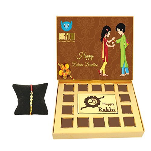 BOGATCHI rakhi with chocolates, rakhi gift hamper, rakhi with sweets, happy rakhi chocolate, 1 free rakhi, rakhi chocolate gift, white chocolate, rakhi gifts, raksha bandhan gifts for brother, 15 pieces
