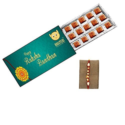 BOGATCHI Rakhi with Chocolates, Rakhi Gift Hamper, Rakhi with Sweets, Free Rakhi, Unique Rakhi Design, Rakhi Chocolate Gift, Dark Chocolate, Rakhi Gifts, raksha bandhan Gifts for Brother, 18 Pieces