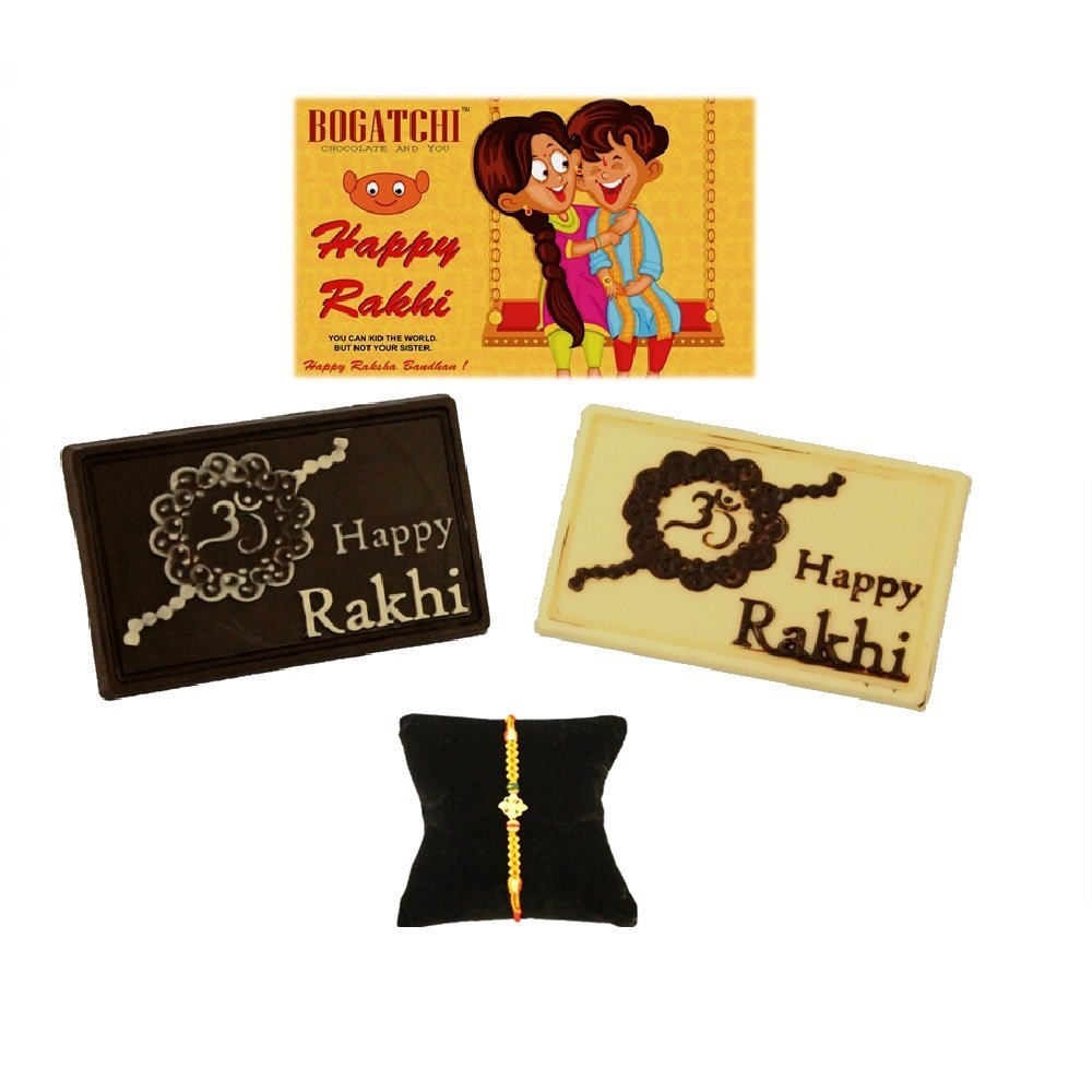 BOGATCHI rakhi chocolates, rakhi with chocolates for brother, rakhi with sweets, free rakhi, rakhi chocolate gift, white chocolate and dark chocolate, rakhi gifts, raksha bandhan gifts for brother, 1 piece