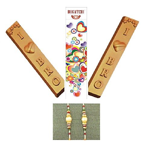BOGATCHI rakhi with chocolates, rakhi gift hamper, rakhi with sweets, love you bro, 2 free rakhi, happy rakhi chocolate, rakhi chocolate gift, dark chocolate, rakhi gifts, raksha bandhan gifts for brother, 2 pieces