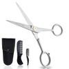 Professional Beard Mustache Hair Trimming Grooming Cutting Scissors Shears Comb Tool Kit Leather Case for Men view 1