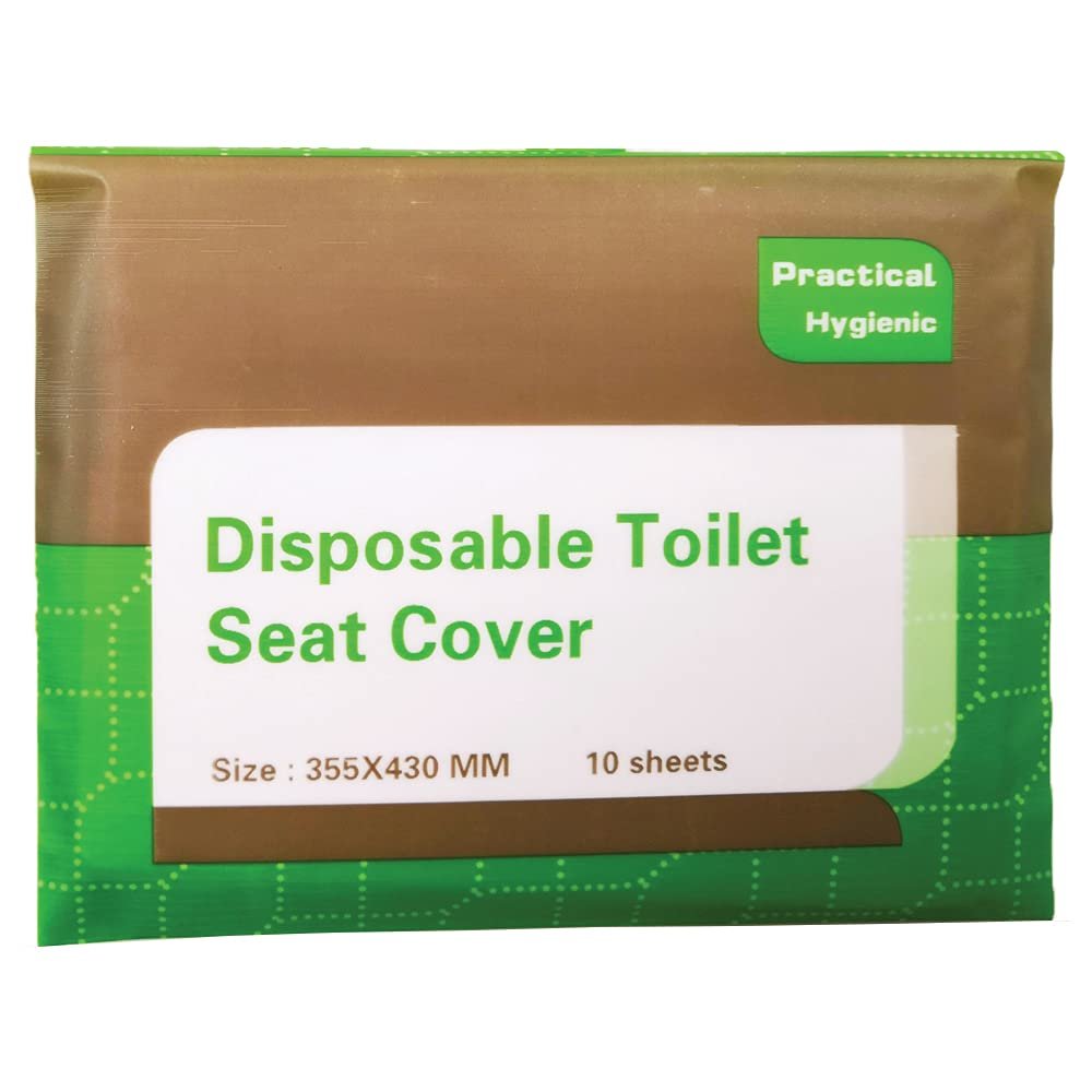 Disposable Toilet Seat Cover | Soft Premium Paper with Compact Pack | 100% Biodegradable, Water Dis-solvable | Travel Pack, Protect from Germs & Skin Infection in Public Toilets - Pack of 10 Sheets