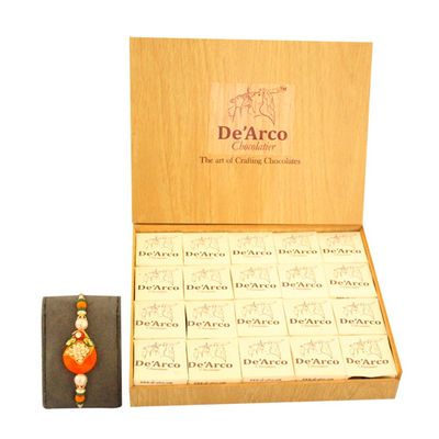 De'arco Chocolatier Dark Chocolate Gift Box & Rakhi for Brother, 20 Pieces