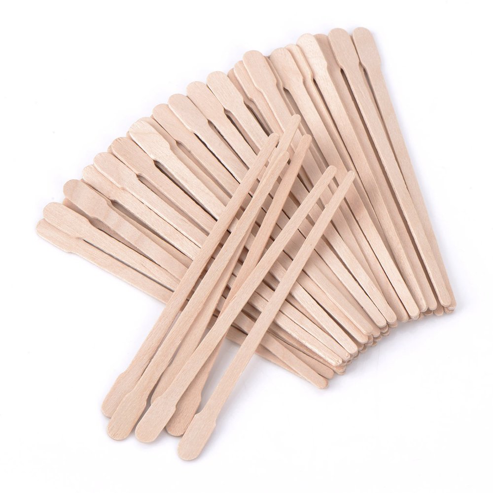 Whaline 400 Pieces Wax Applicator Sticks Wax Spatulas Small Wood Craft Sticks for Hair Eyebrow Removal