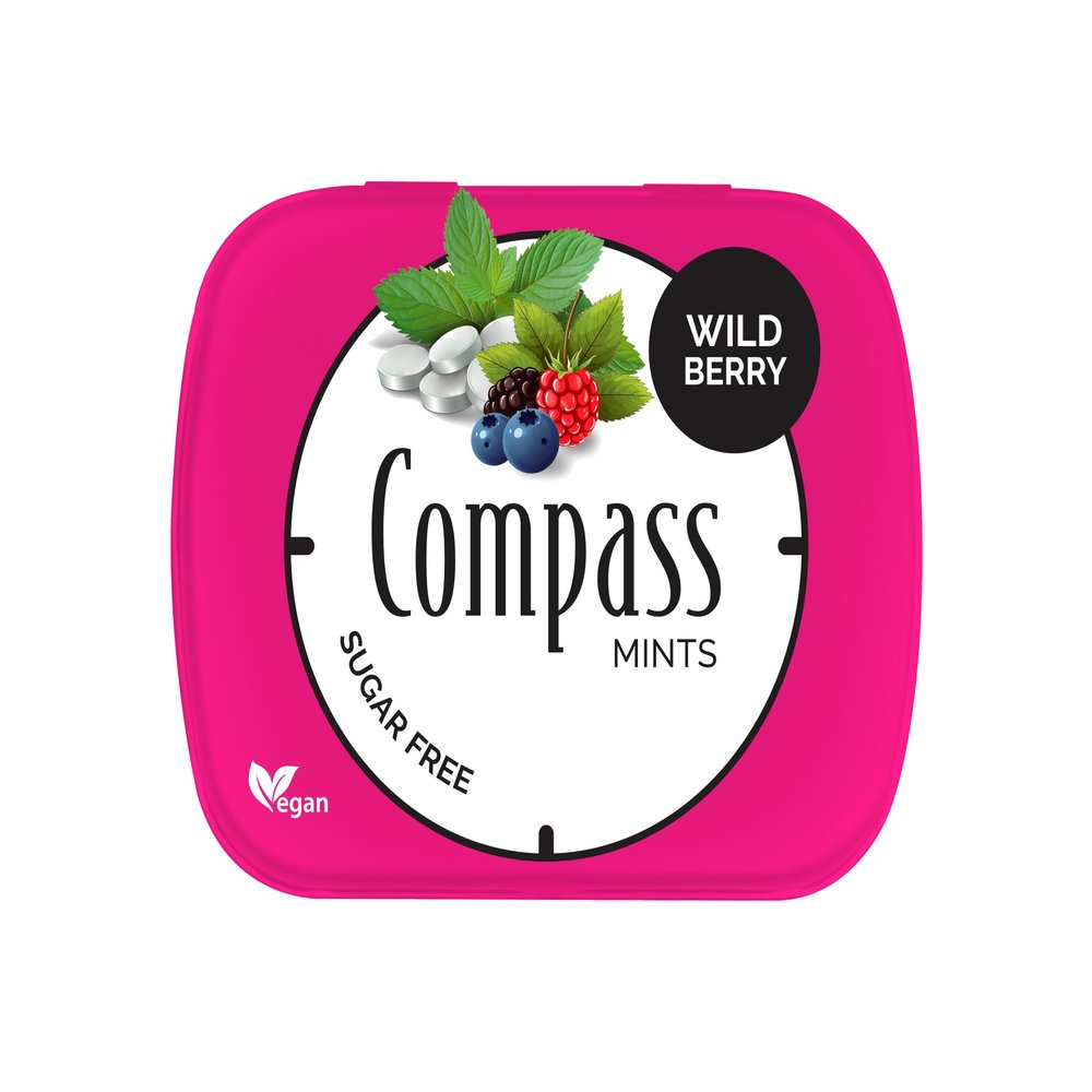 Compass Mints Wild Berry Sugar-Free Mints Candies with Sweeteners, 0.49 oz 14 g