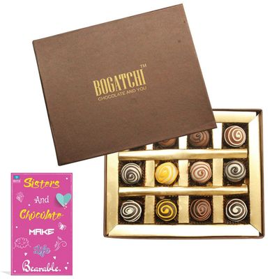 BOGATCHI rakhi chocolate truffle for sister, FREE CARD, premium rakhi chocolate pack for sister, rakhi for sister with gift combo, rakhi chocolates, rakhi with chocolates for sister, raksha bandhan gifts, rakhi for sister with chocolates, rakhi for s