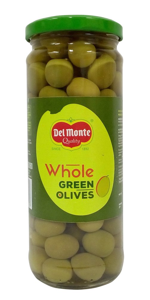 Del Monte Green Olives - Whole, 450g Jar
