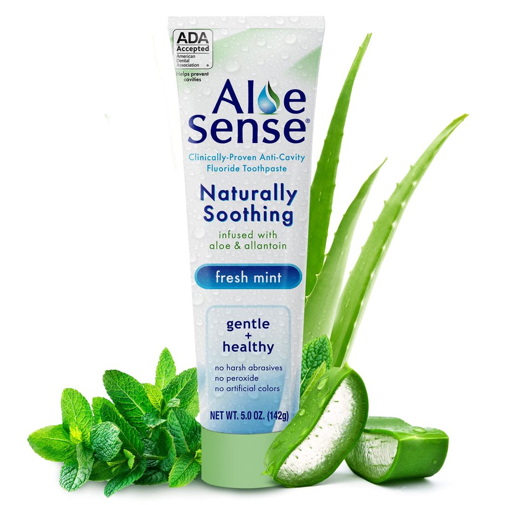 AloeSense Naturally Soothing Fluoride Toothpaste, Fresh Mint, 5 oz (1 Count)