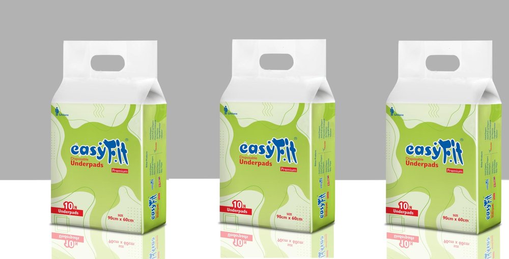 Easyfit Underpads Large (60x90 cm) High Absorbency, Leak Proof, Waterproof I Protects Surfaces from Incontinence - 10 Count Pack of 3
