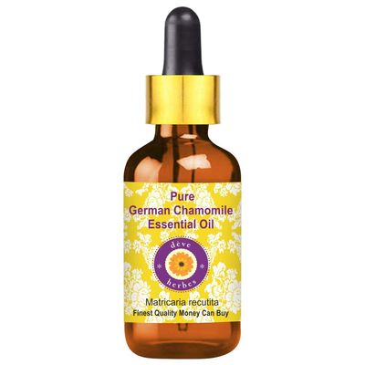Deve Herbes German Chamomile Essential Oil (Matricaria recutita) with Glass Dropper Pure | Non-Sticky | Non-greasy | Lightweight | Men & Women | All Skin Types | Steam Distilled 5ml