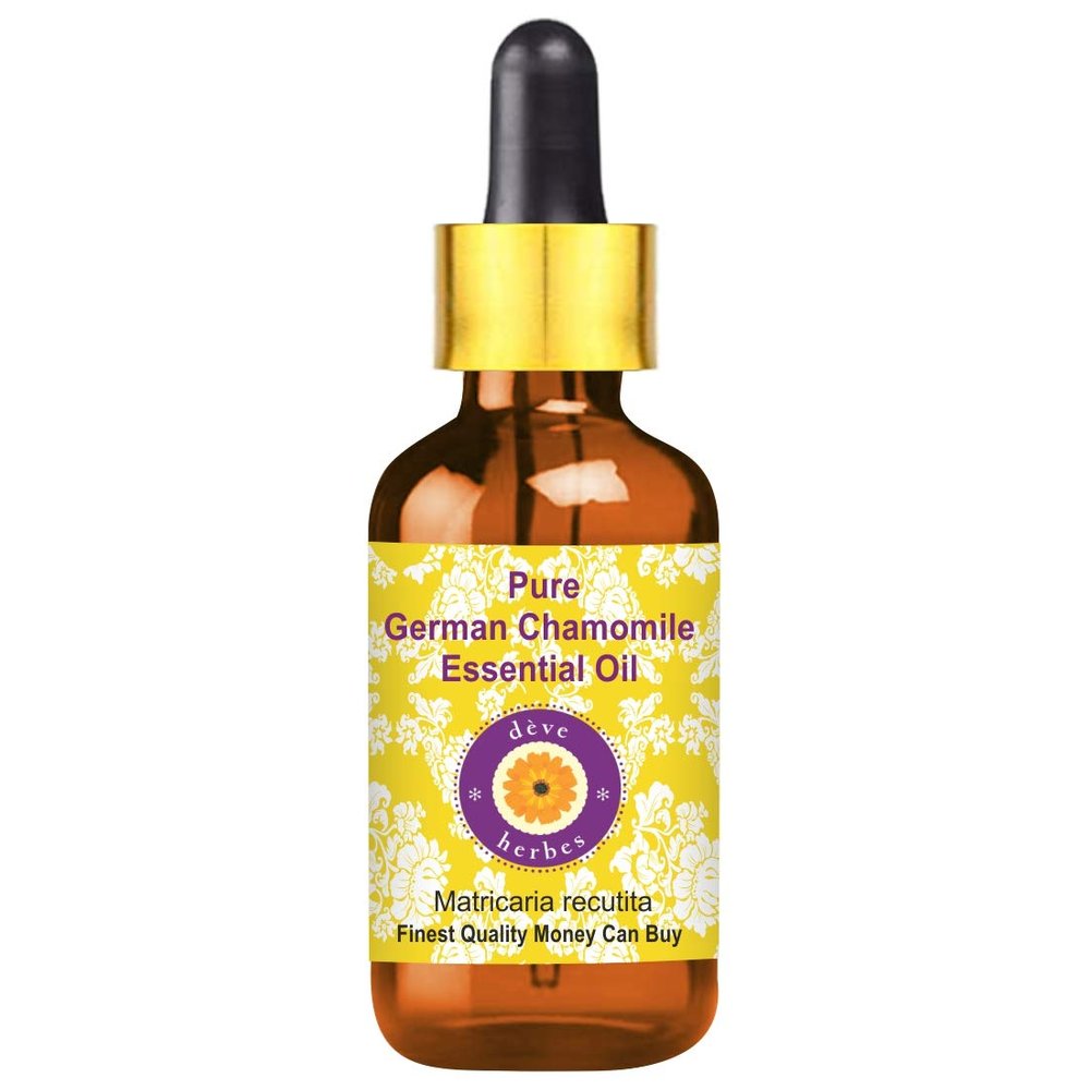 Deve Herbes German Chamomile Essential Oil (Matricaria recutita) with Glass Dropper Pure | Non-Sticky | Non-greasy | Lightweight | Men & Women | All Skin Types | Steam Distilled 5ml