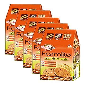 Sunfeast Farmlite Biscuits - Oats & Almonds, 150g (Pack of 5) Promo Pack