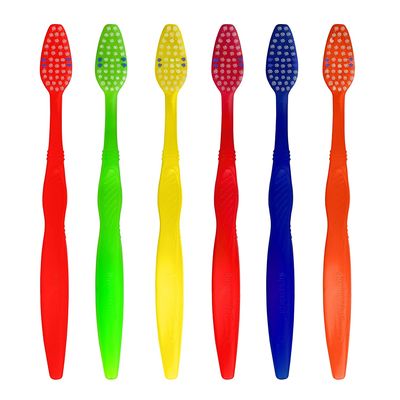 aquawhite Teen, Adult Smart Clean Manual Toothbrush, Medium Bristles, Pack Of 6. (Colour May Vary),