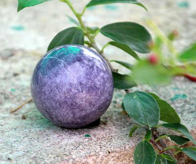 Jet Lepidolite 45-50 mm Ball Sphere Gemstone A+ Hand Carved Crystal Altar Healing Devotional Focus Spiritual Chakra Cleansing Metaphysical