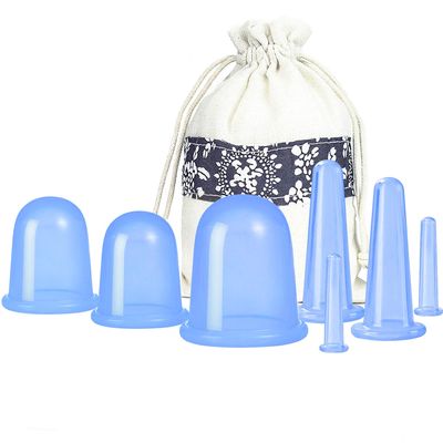 500-miles Anti Cellulite Cupping Therapy Set of 7 Silicone Vacuum Suticon Cups - Chinese Cupping Kit for Cellulite Body and Facial Massage Cupping Cup for Adults Home Use