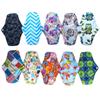 10 Pieces 10 Inch Regular Flow Charcoal Bamboo Mama Cloth/ Menstrual Pads/ Reusable Sanitary Pads+1 Wet Bag view 2