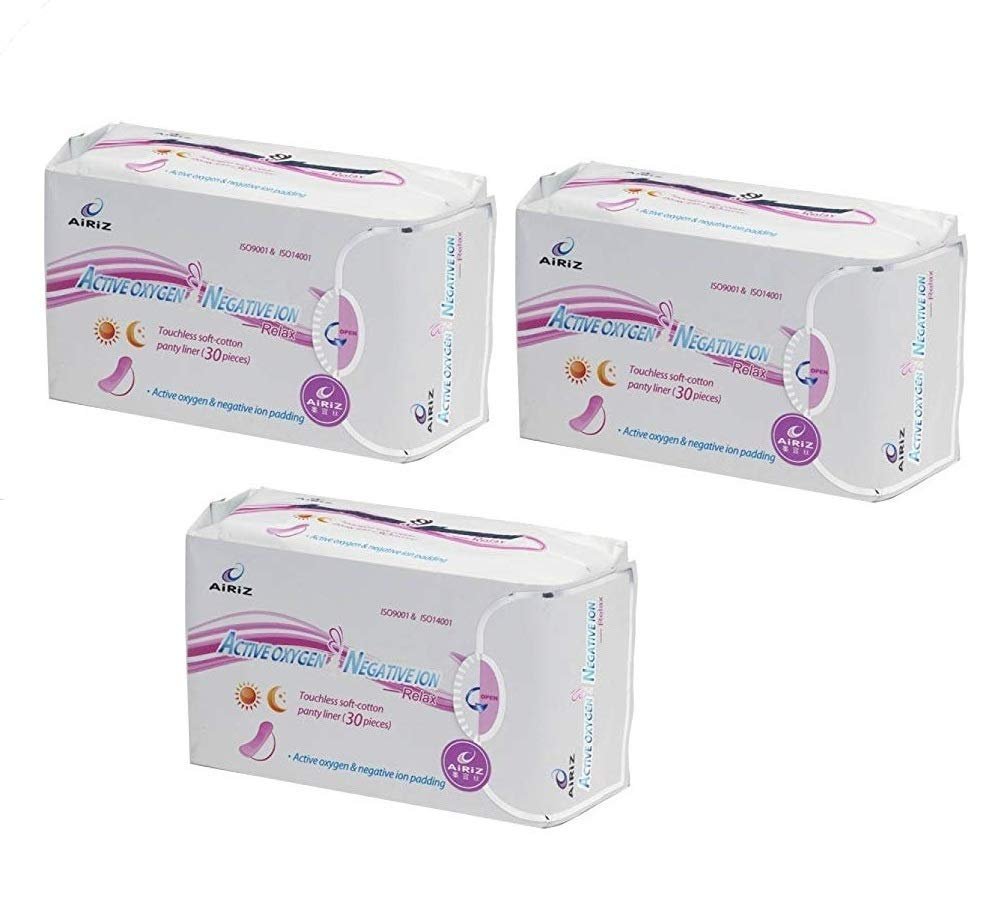 Airiz Oxygen and Negative Ion Relax Touchless Soft Panty Liner -90 Counts (Pack of 3)