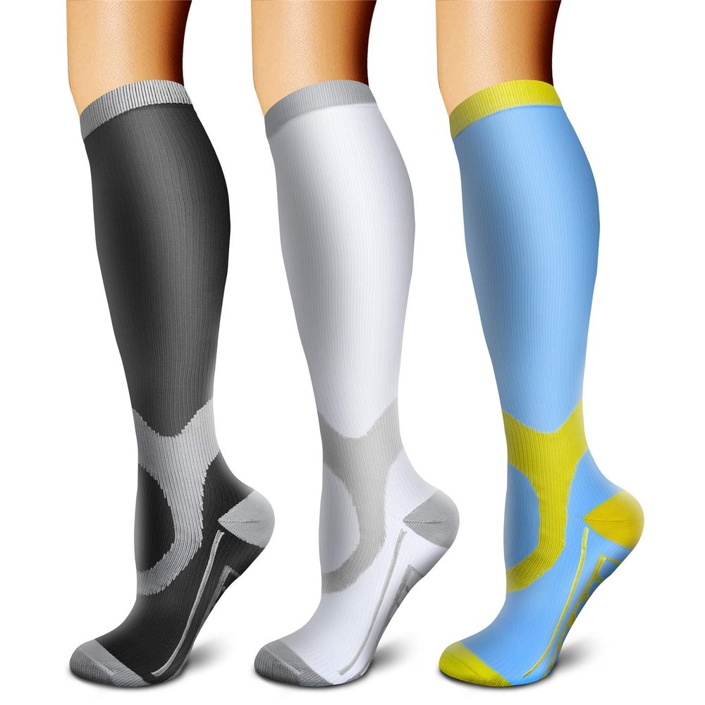 CHARMKING 3 Pairs Copper Compression Socks for Women & Men Circulation 15-20 mmHg is Best for All Day Wear Running Nurse