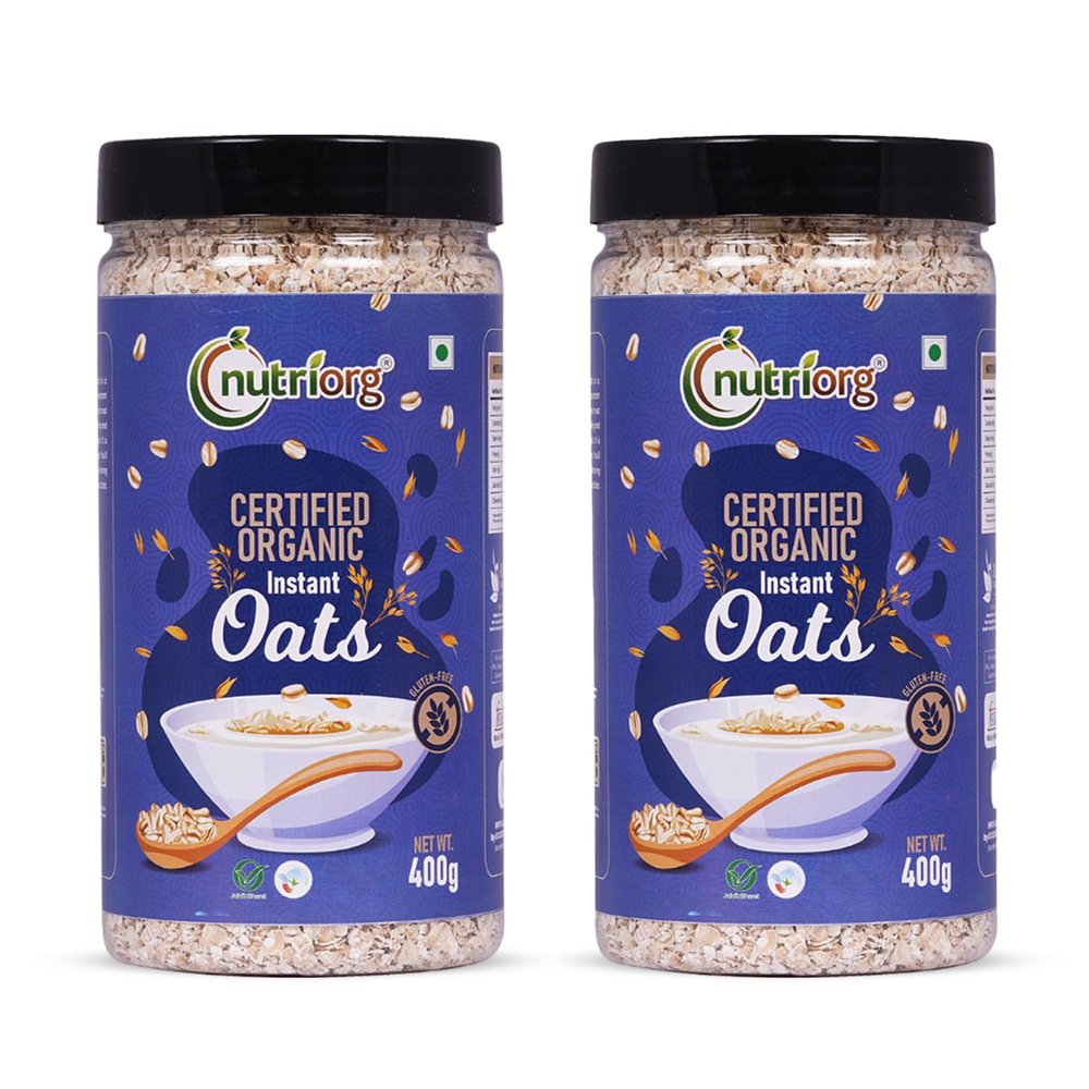Nutriorg Organic Instant Oats 800g (Pack of 2 x 400 gm)