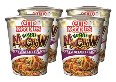 Cup Noodles Nissin Vegetarian Veggie Manchow,70 Grams(Pack Of 4)