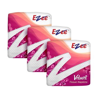 Ezee Tissue Paper Napkins - 100 Pieces (Pack of 3/300 tissues)