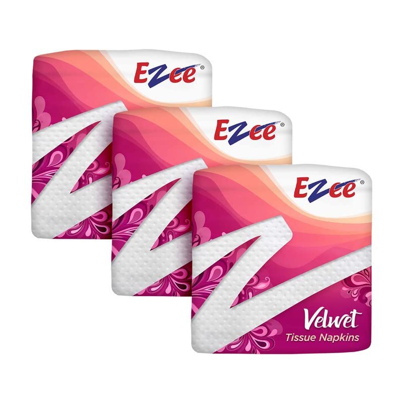 Ezee Tissue Paper Napkins - 100 Pieces (Pack of 3/300 tissues)
