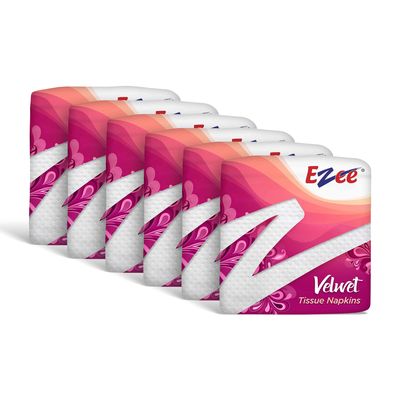 Ezee Tissue Paper Napkins - 100 Pieces (Pack of 6)