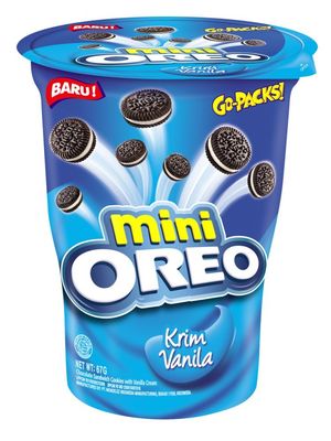 Mini Oreo Cream-filled Sandwich Biscuits, Vanilla, 67g [Pack Of 2, Travel Pack & Easy To Carry]
