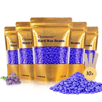 Charmonic 17.5 Oz Hair Wax Beans Hard Body Wax Beans, Hair Removal Depilatory Wax European Beads For Women Men 500 Gram/17.5Oz Lavender