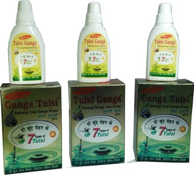Tulsi Ganga Satrangi 7 Types of Tulsi Drops, 100% Natural Ark, Pure, Herbal, Organic Immunity Booster Ras Better Than Any Sri Panch Tulsi 51 (pack of 3)