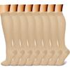 CHARMKING Compression Socks for Women & Men (8 Pairs) 15-20 mmHg Graduated Copper Support Socks are Best for Pregnant, Nurses - Boost Performance, Circulation, Knee High & Wide Calf (L/XL, Nude) view 1