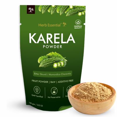 Herb Essential Pure Karela Powder 100g | 100% Natural Bitter Gourd (Momordica charantia) | Supports Blood Sugar Management, Liver Health & Digestion | Rich in Antioxidants & Nutrients