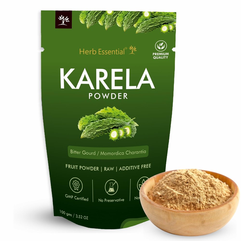 Herb Essential Pure Karela Powder 100g | 100% Natural Bitter Gourd (Momordica charantia) | Supports Blood Sugar Management, Liver Health & Digestion | Rich in Antioxidants & Nutrients