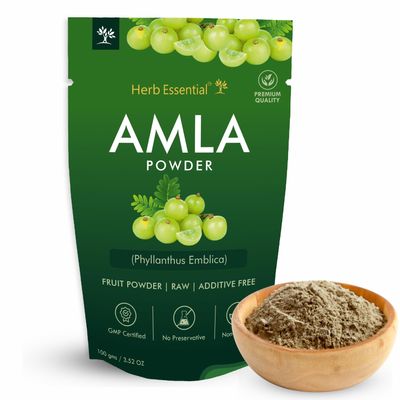 Herb Essential Pure Amla Powder 100g | 100% Natural Indian Gooseberry | Rich in Vitamin C | Supports Hair Growth, Skin Health & Immunity | Vegan & Paraben-Free