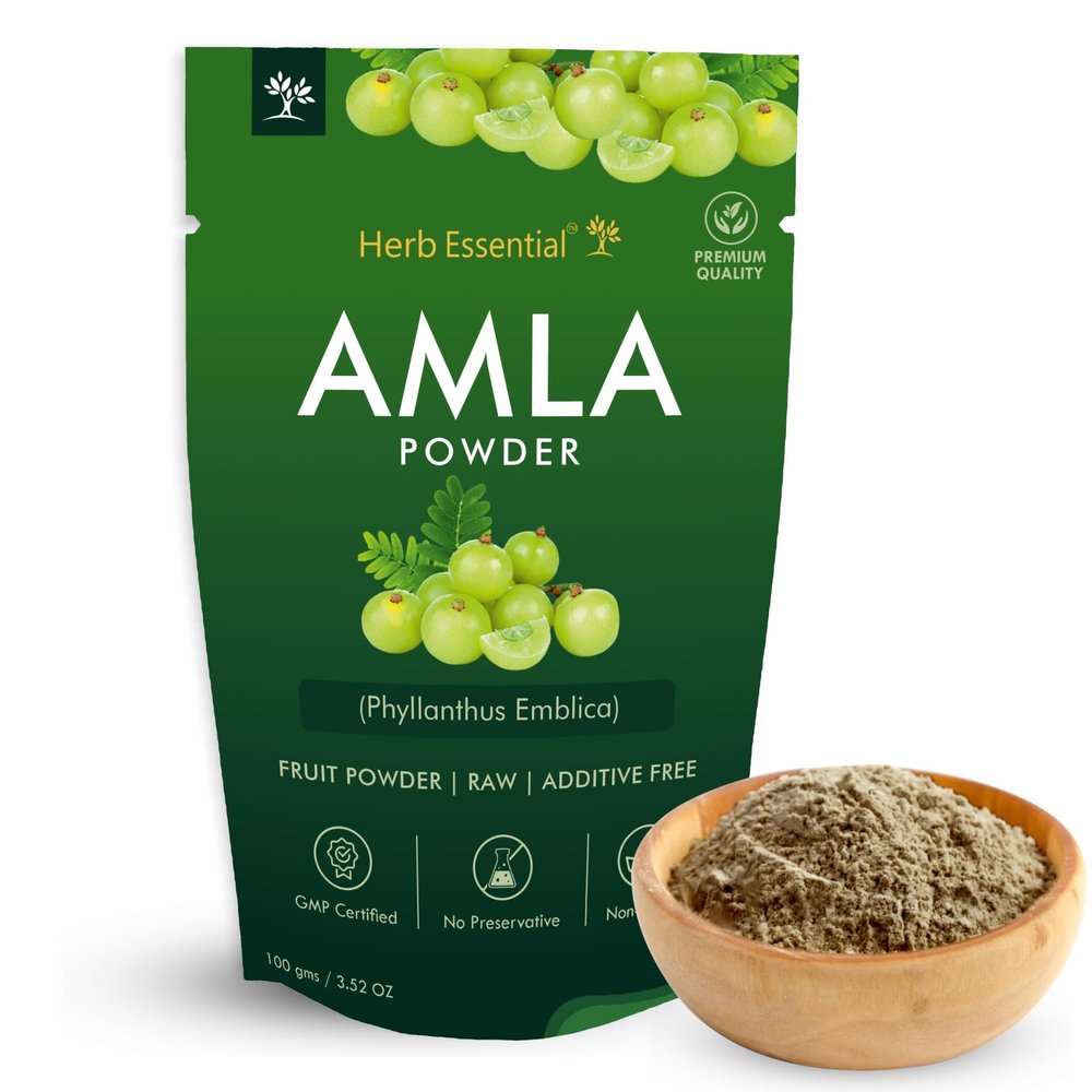 Herb Essential Pure Amla Powder  100g | 100% Natural Indian Gooseberry | Rich in Vitamin C | Supports Hair Growth, Skin Health & Immunity | Vegan & Paraben-Free