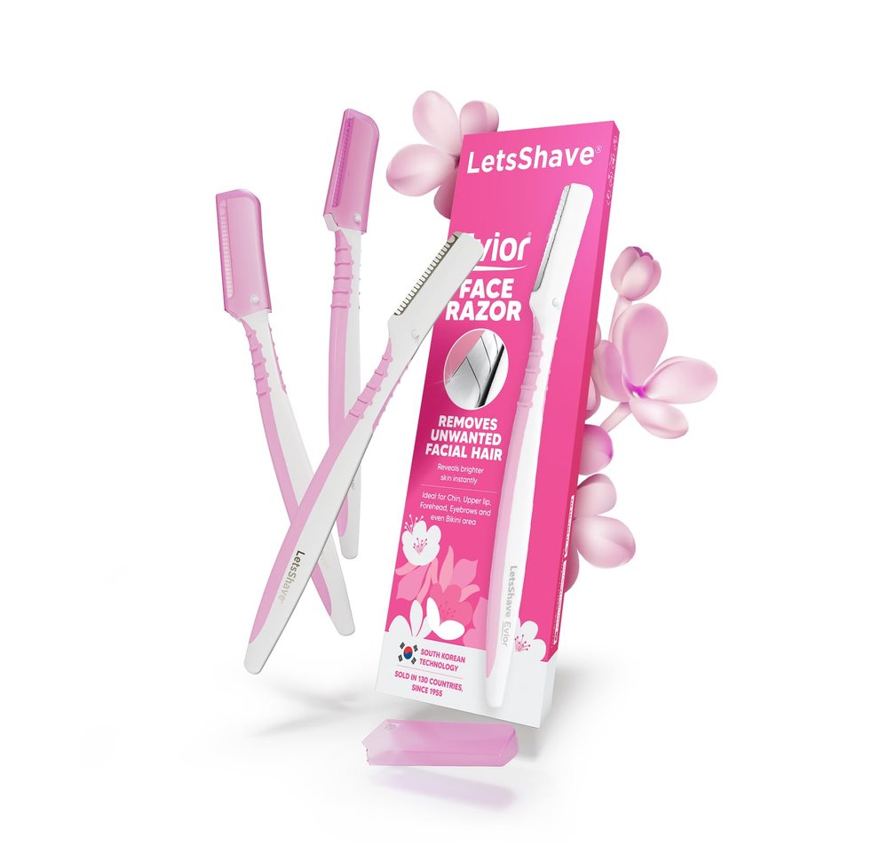 LetsShave Evior Reusable Face Razor for Women Facial Hair- 3 Razors | Instant & Painless Hair Removal | For Eyebrows, Upper Lip, Forehead, Peach Fuzz, Chin and Sideburns | Dermaplaning Tool