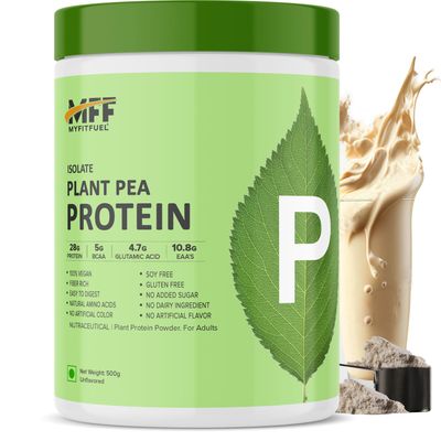 MyFitFuel Clean Plant Pea Protein Isolate (28g Protein, 5g BCAA, 10.8g EAA) |Easy to Digest | Vegan Plant Protein Powder [500g, 14 Servings, (Unflavoured)]