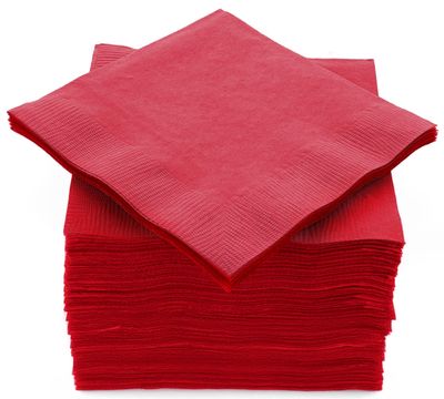 Amcrate Big Party Pack 125 Count Red Beverage Napkins - Ideal for Wedding, Party, Birthday, Dinner, Lunch, Cocktails. (5 x 5)
