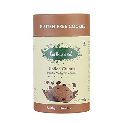 Earthspired Multigrain Gluten Free Handmade Eggless Coffee Cookies/Snack With More Millets More Health (100g) 100 Grams.